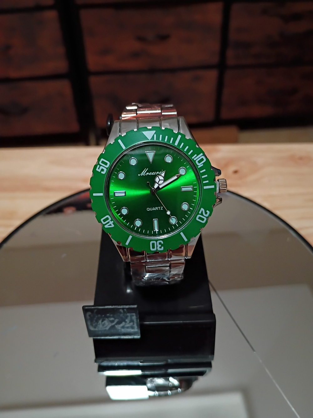 Green Dial Stainless Steel Quartz Watch - Mcewin?